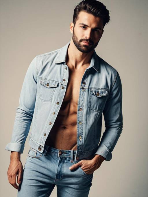 Stylish Man in Photorealistic Jeans Portrait