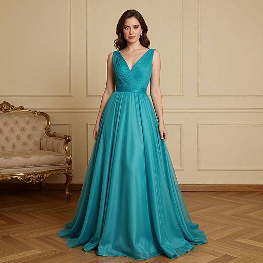 Turquoise Princess in Elegant Gown