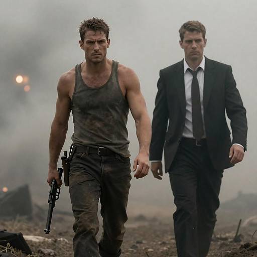 Dramatic Scene of Soldiers in Battle