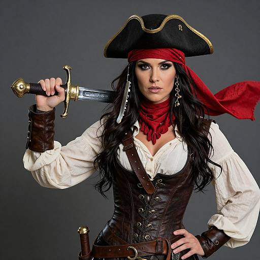 Confident Pirate Woman with Sword
