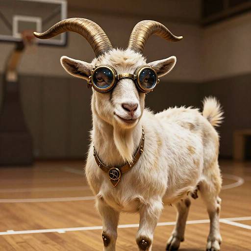 Steampunk Goat on Basketball Court