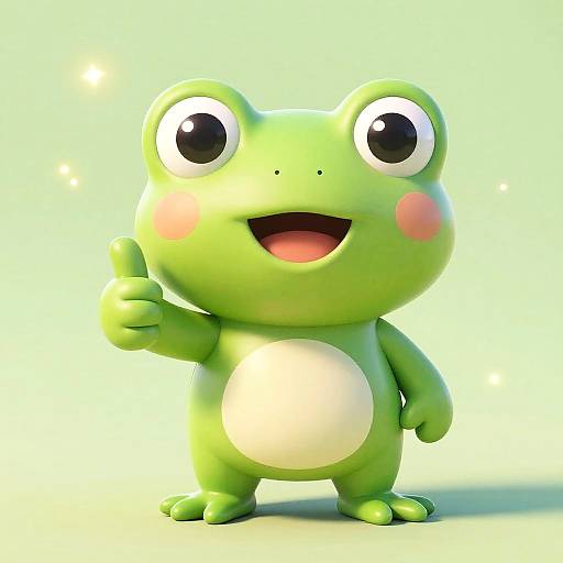 Cute Frog Character Giving Thumbs Up