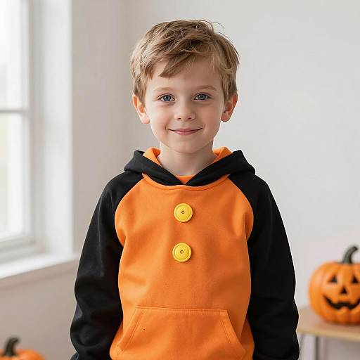 Boy in Halloween-themed Hoodie Costume