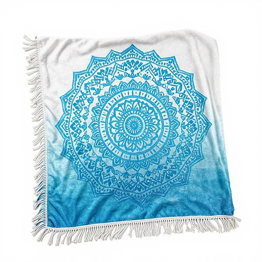 Bohemian Blue Ombre Mandala Beach Throw