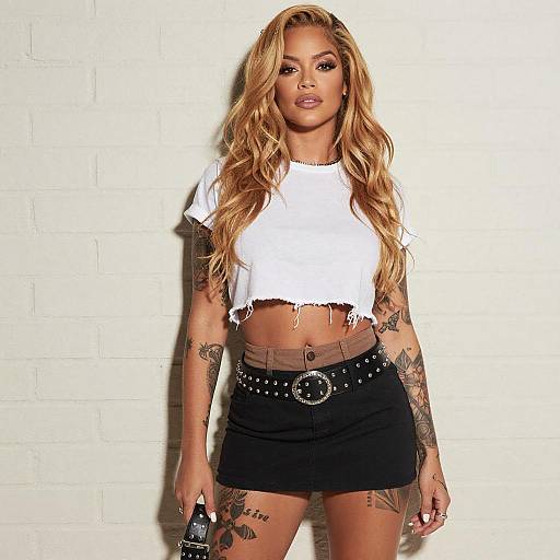 Tattooed Woman in Rihanna Tee