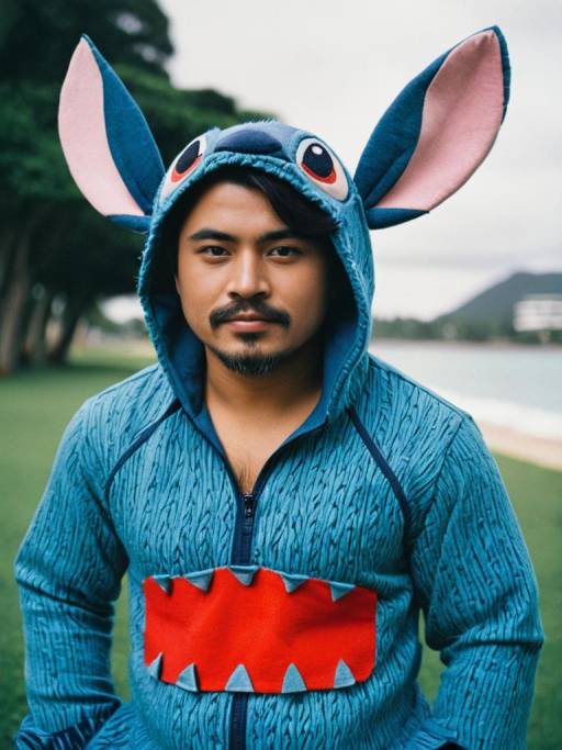 Man Wearing Lilo Stitch Costume Outdoors