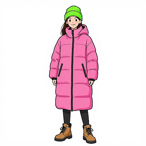 Smiling Woman in Bright Winter Style