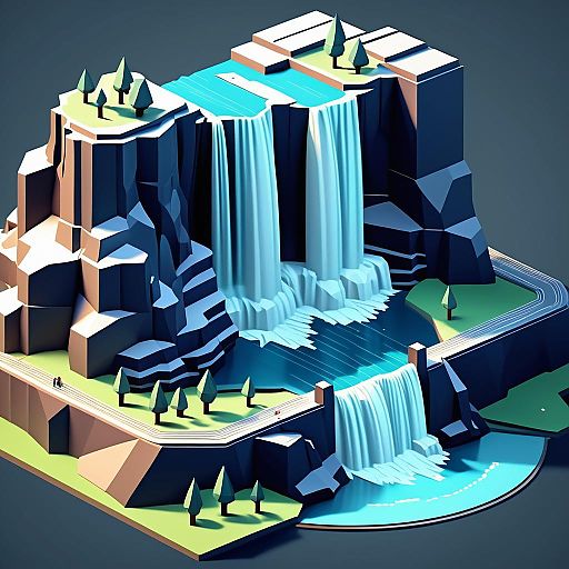 Elegant Low Poly Niagara Falls Design