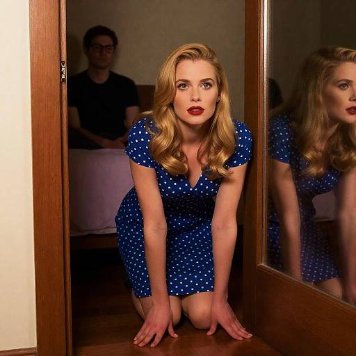 Blonde Woman in Polka-Dot Dress Portrait