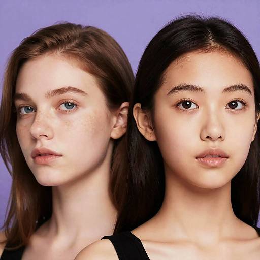 Portrait of Two Women with Purple Background