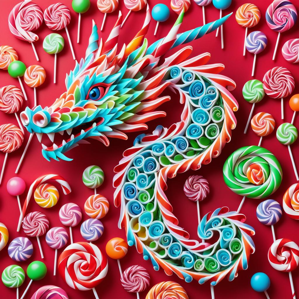 Whimsical Candy Dragon in Vibrant Colors