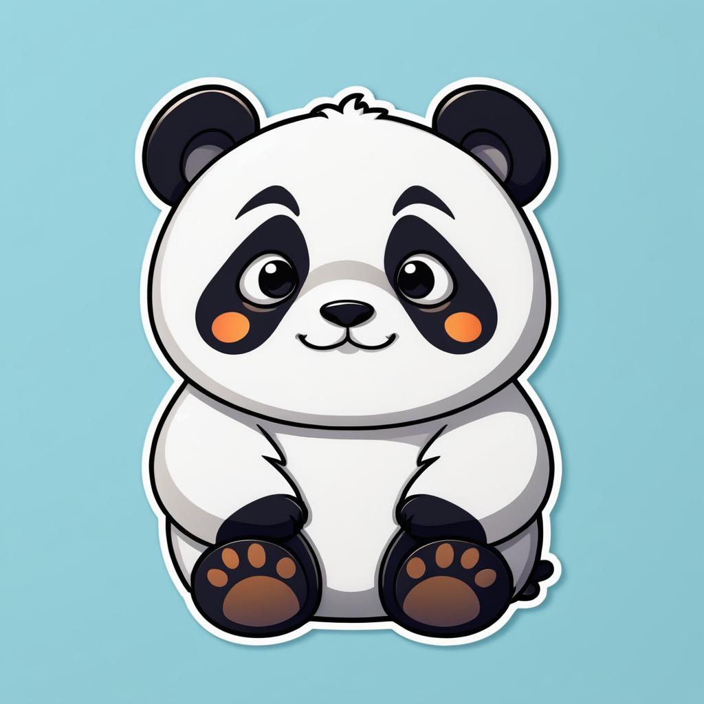 Adorable Androgynous Panda Cartoon Sticker