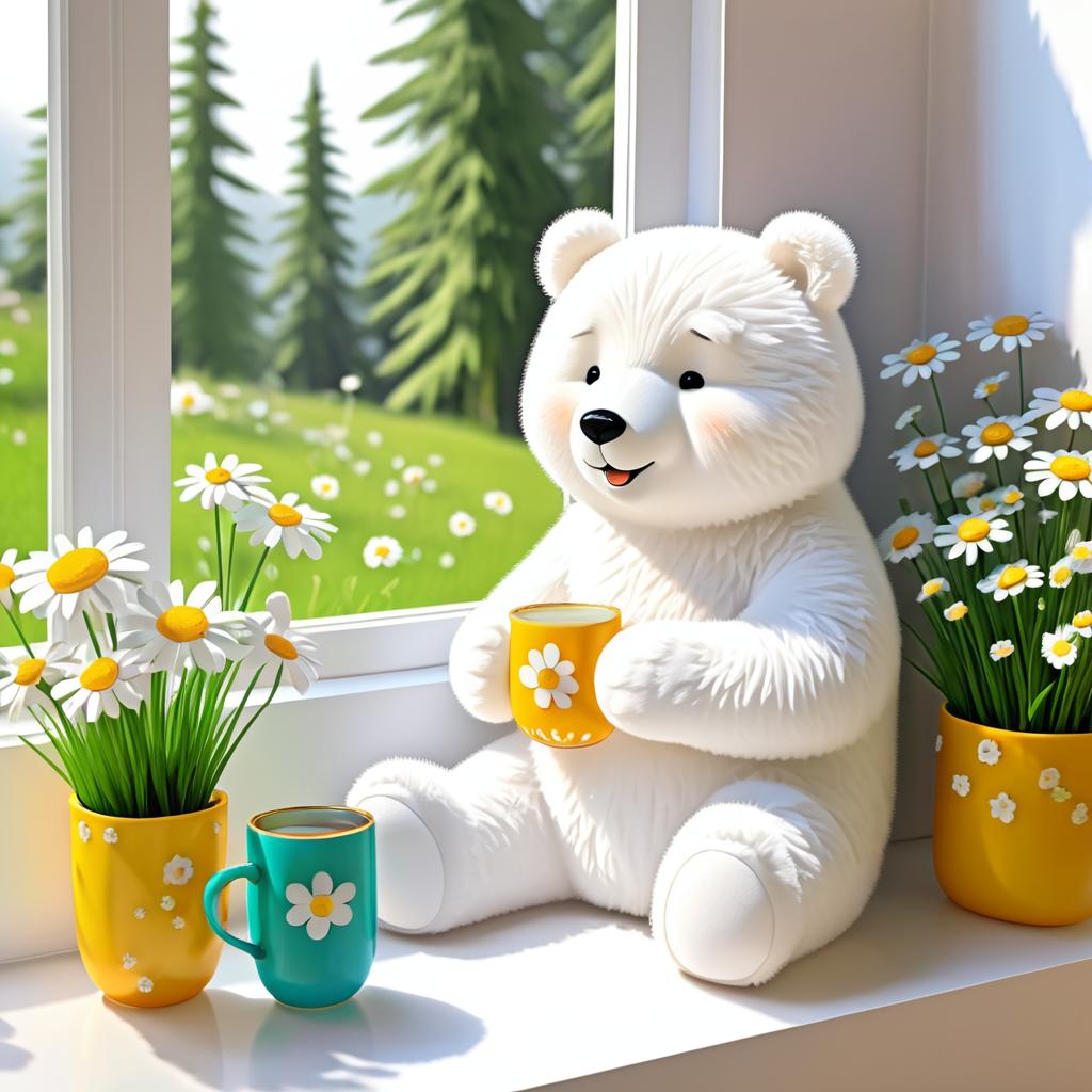 Whimsical Bear Enjoying Chai in Cozy Scene