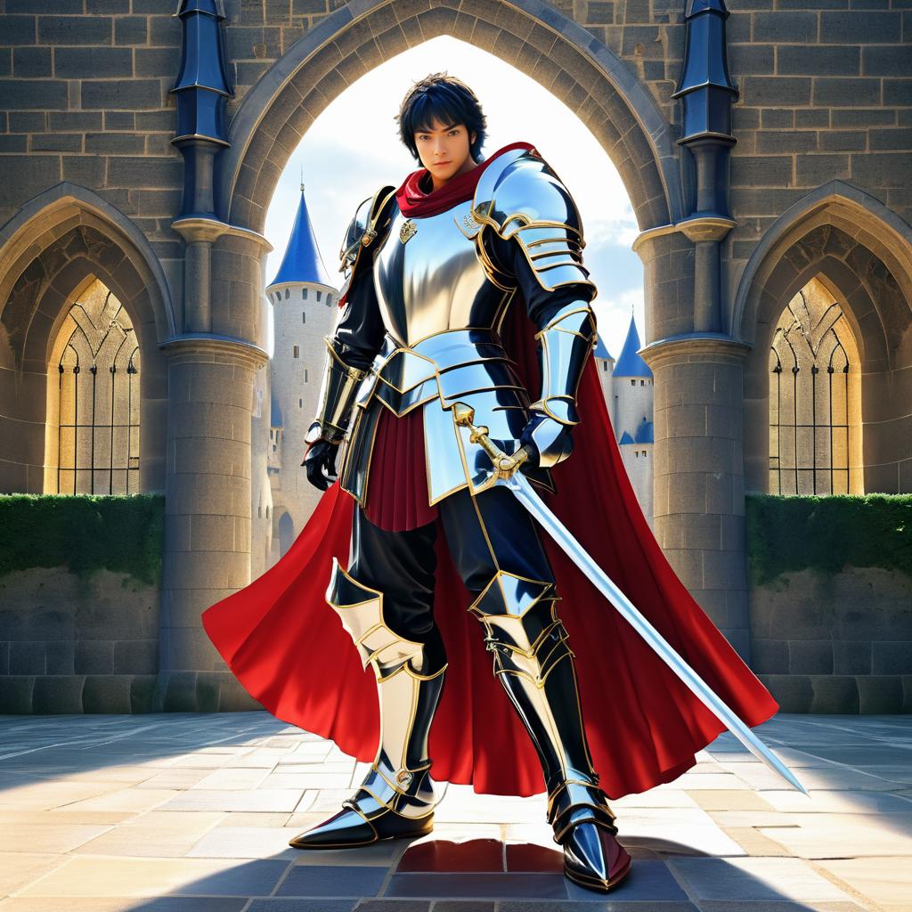 Heroic Knight in Anime Style Illustration