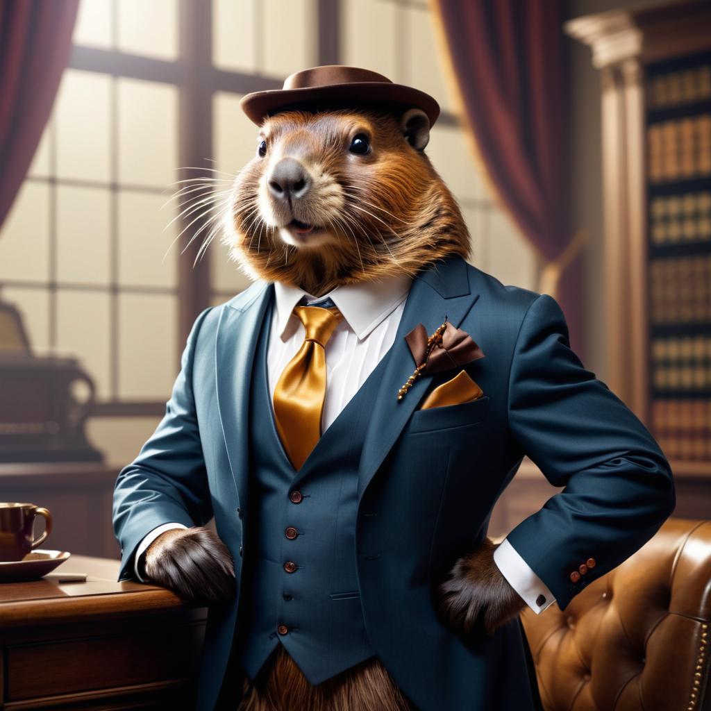 Elegant Beaver in a Three-Piece Suit