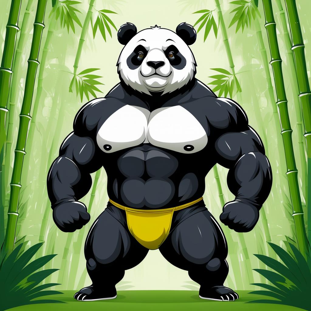 Buff Panda in Bamboo Grove Illustration