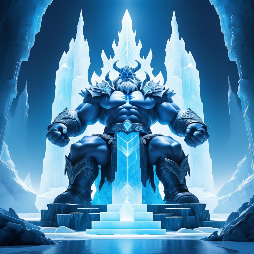 Majestic Ice Giant on Frozen Throne