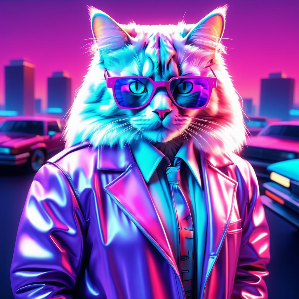 Retro Ragdoll Cat in Sci-Fi Style