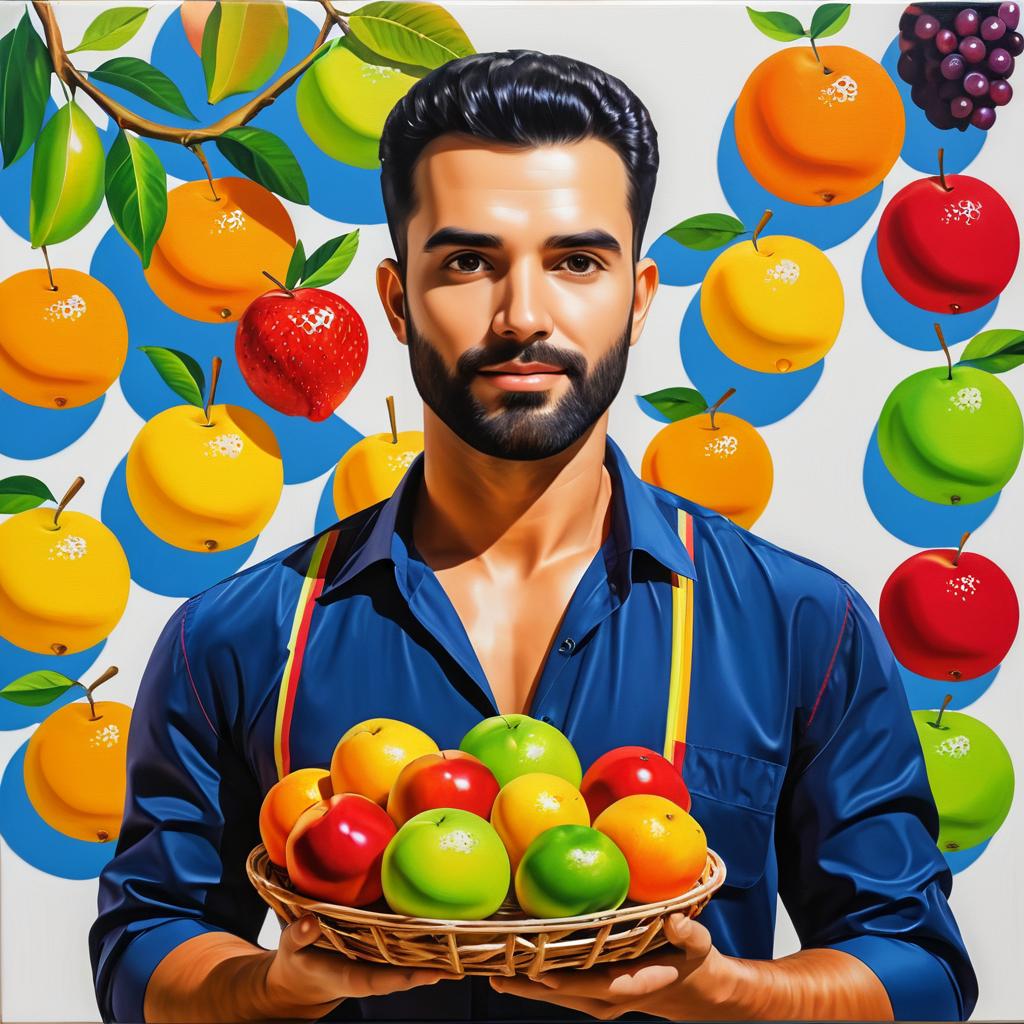 Fruit-Inspired Design Oil Painting of a Man