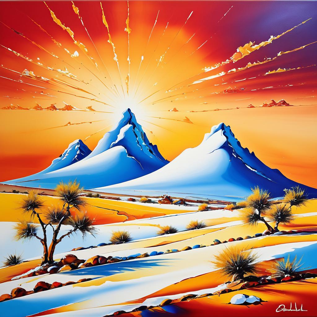 Vibrant Desert Landscape in Dali Style