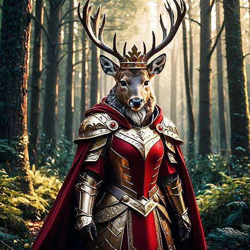 Anthropomorphic Deer Paladin Princess in Armor