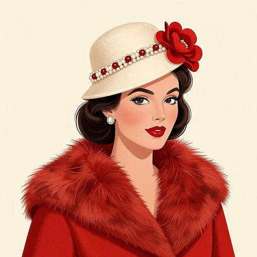 Vintage 1940s Retro Woman Illustration