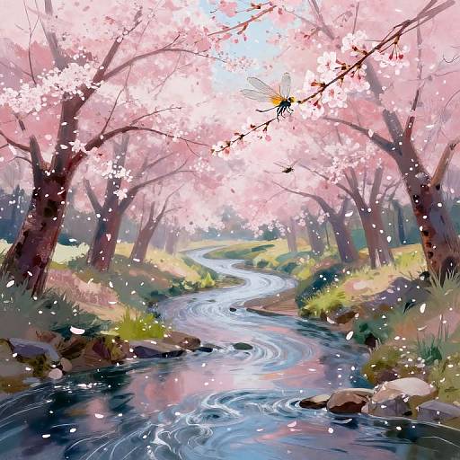 Tranquil Cherry Blossom Abstract View