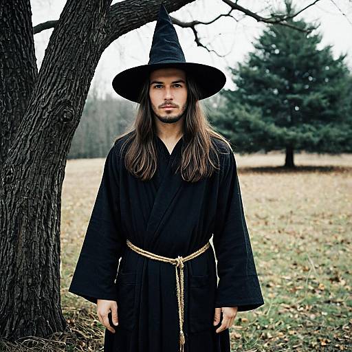 Man in Witch Costume Outdoors