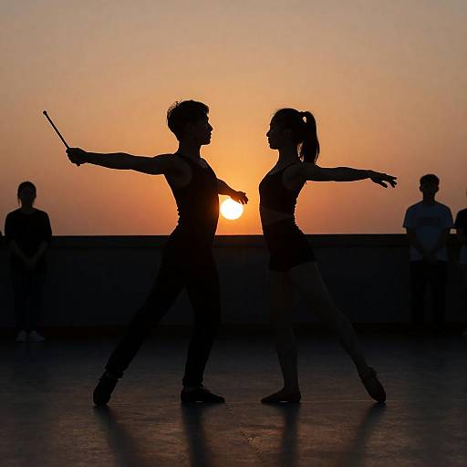 Dramatic Sunset Dance Silhouette Scene