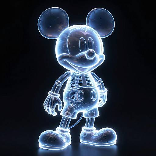 Neon Blue Mickey Mouse Skeleton CGI