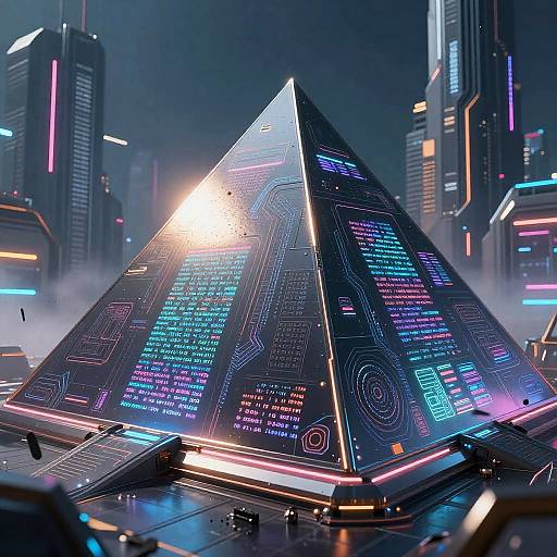 Futuristic Cybernetic Pyramid Cityscape