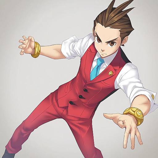 Illustration of Apollo justice, ace attorney in the style of Kannatsuki noboru