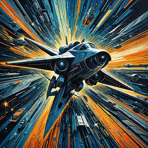 Futuristic Spacecraft in Dynamic Sci-Fi Battle