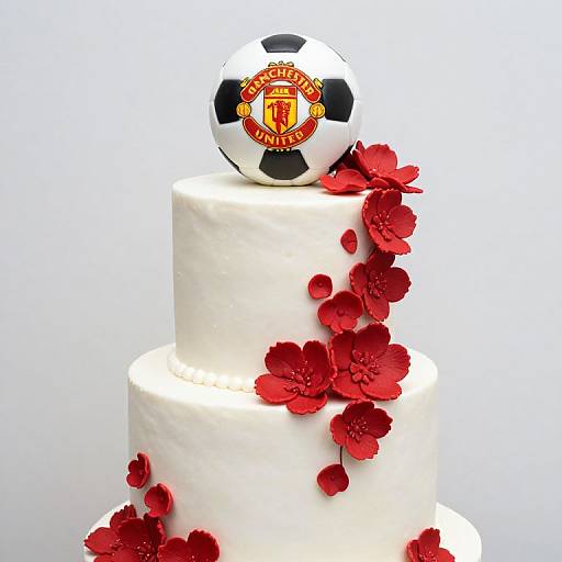 Elegant Two-Tier Wedding Cake with Soccer Topper