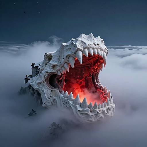 Jagged Mountainous Teeth with Fiery Maw