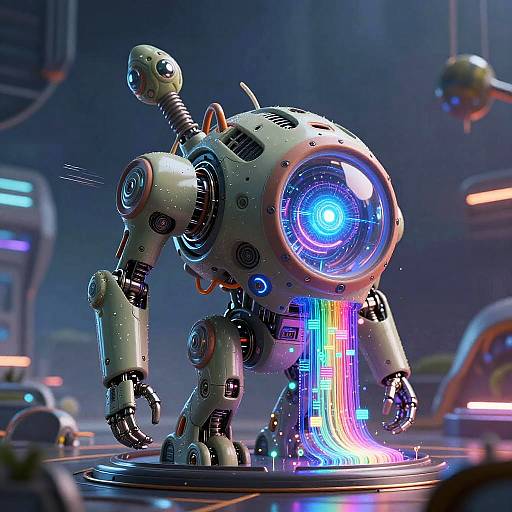 Surreal Mechanical Device with Digital Particles