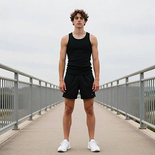 Young Man on Pedestrian Bridge