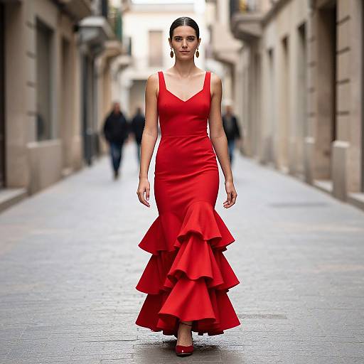 Woman in Red Flamenco Dress