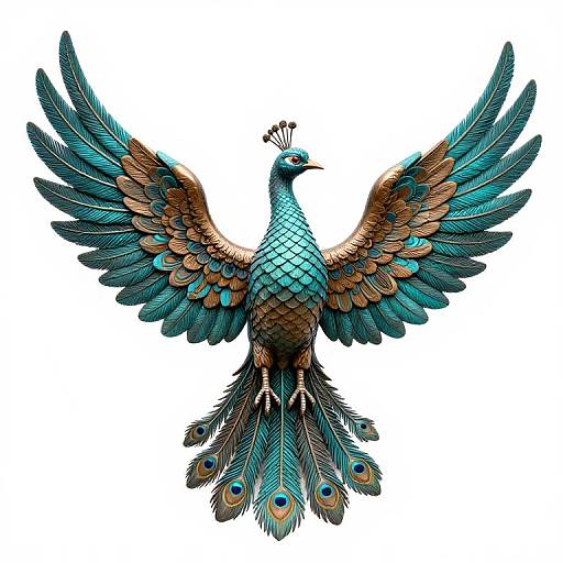 Baroque Peacock Sculpture in Teal
