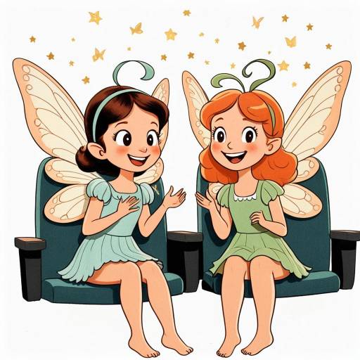 Two Enchanting Fairies Laughing in Movie Theater Seats