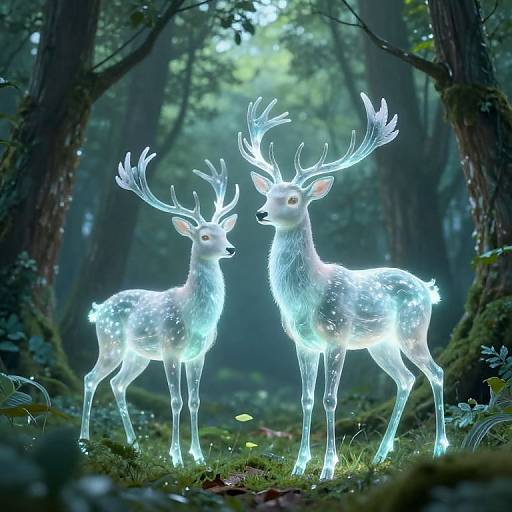 Ethereal Deer in Mystical Forest