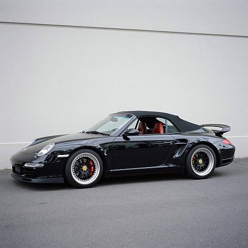 Black Porsche 911 Turbo 997S Cabriolet Side View