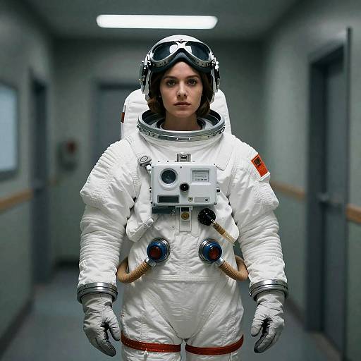 Retro Sci-Fi Woman in Space Suit