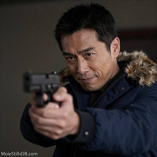 Intense Portrait of a Gun-Wielding Man