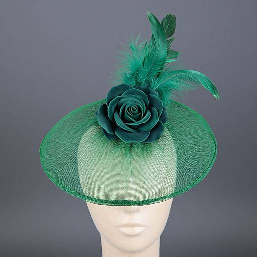 Elegant Green Sinamay Half Hat