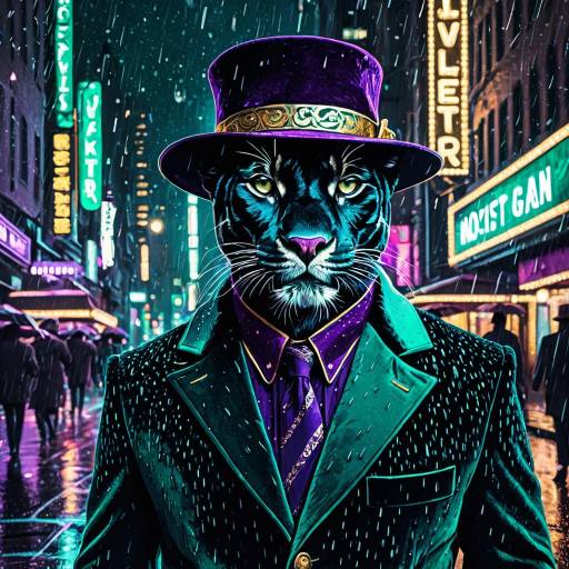 Velvet Panther in Stylish Urban Rain Velvet Panther in Stylish Urban Rain