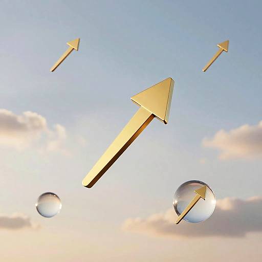 Elegant Gold Progress Symbols in Sky