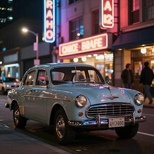 Vintage Car Night Neon Photography