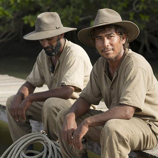 Rugged Men on a Sunlit Dock
