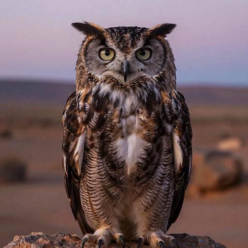 Majestic Gray Eagle Owl at Twilight